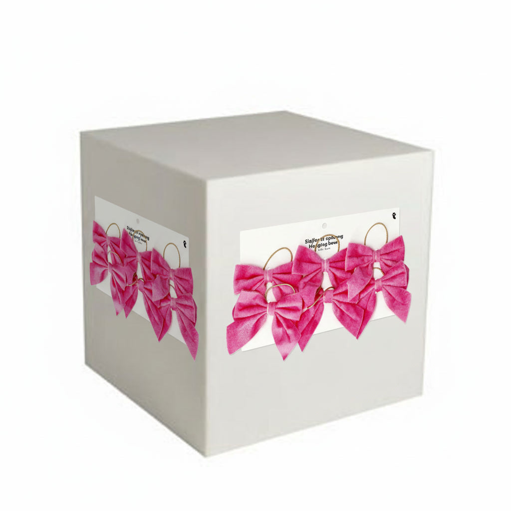 Hanging pink velvet bows - 6 pcs